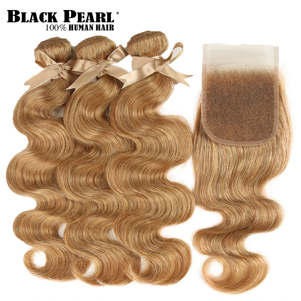 Черные жемчужные перуанские волосы 613 пучков с закрытием бразильские волнистые человеческие волосы Remy медовые светлые пучки с закрытием