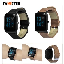 TAMISTER 20 мм ремешок из натуральной кожи для Huami Amazfit Bip Bit Band для Xiaomi Amazfit Bip Smart Watch аксессуары для наручных часов