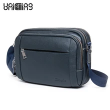 Модные тройная молния пространство Мужчины через плечо кожаная сумка горизонтальная из воловьей кожи Натуральная кожа сумка кожаная сумка