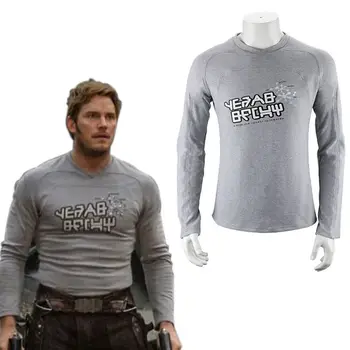 

2019 HOT SALE casual solid long sleeve o-neck spring summer Men Guardians of the Galaxy Shirt Peter Jason Quill Cosplay Costume