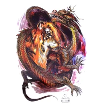 34x48cm Full Back Large color fighting Tiger and Dragon Waterproof Temporary Tattoo Stickers Mens Art Fake Tattoo Designs