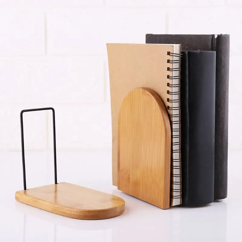 

Nature Bamboo Desktop Organizer Office Home Bookends Book Ends Stand Holder Shelf Bookrack