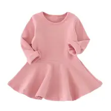 18M-6T Kids 2017 Baby Girls Dress Candy Color Long Sleeve Spring and Autumn Toddler Girls Clothing Children Princess Dress