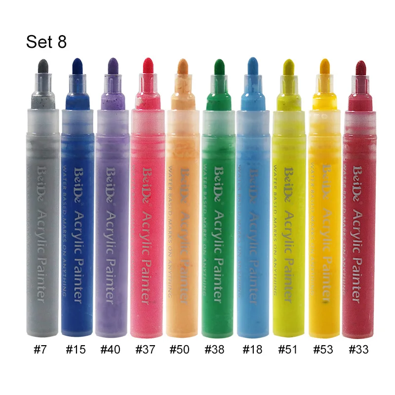 Акриловая краска маркер 5 мм нетоксичный без кислоты быстросохнущая краска на водной основе ручка - Цвет: set8