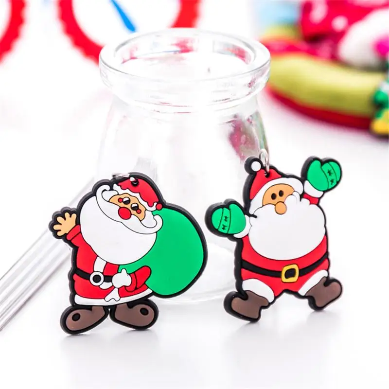 1PC Christmas Tree Ornament Hanging Pendants Gifts Cartoon Santa Claus Snowman Christmas Decora adornos de navidad Keyring Gifts