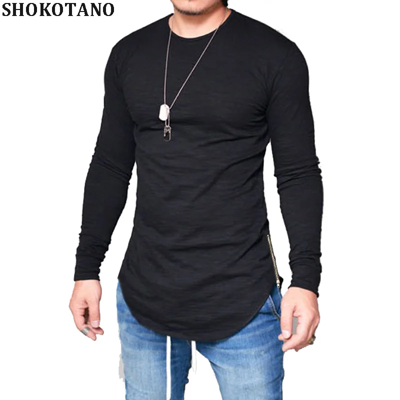 Download SHOKOTANO Mens Long Sleeve Solid T shirt Men Hipster Hip ...