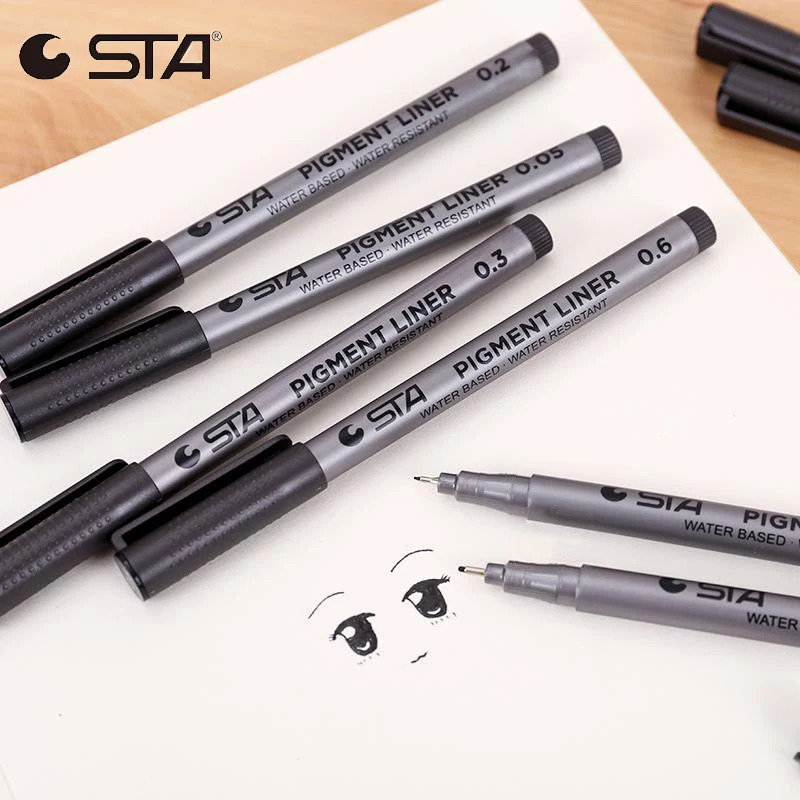 

STA Single Micron Pen Waterproof Art Sketch Comics Art Marker Pen Pigment Liner Water Based Handwriting Manga Drawing Markers