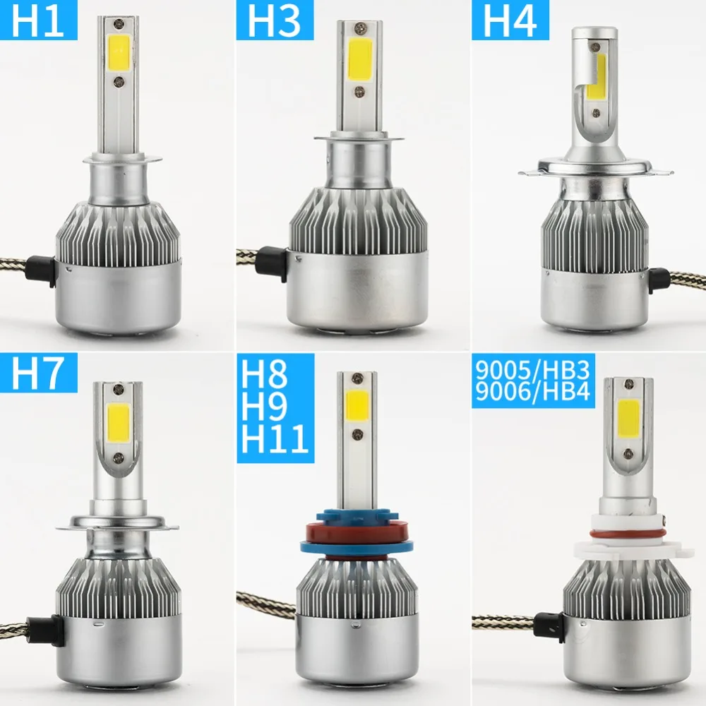 Одна пара H4 светодиодный лампы H1 H7 H11 H3 H9 HB4 HB3 9005 9006 автомобильные лампы для фар машины 72W фары для 7600LM светодиодный туман светильник 6000k