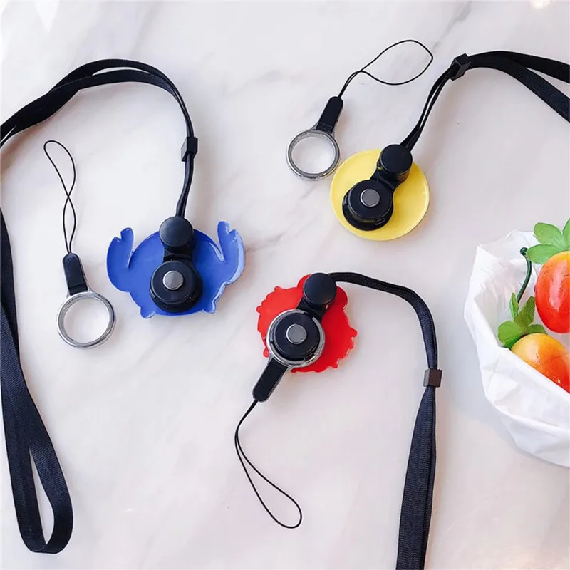 الكرتون لطيف انفصال الهاتف المحمول الحبل الأشرطة ل فون سامسونج هواوي Xiaomi سوني 2in1 سيليكون الكرتون حلقة حبل
