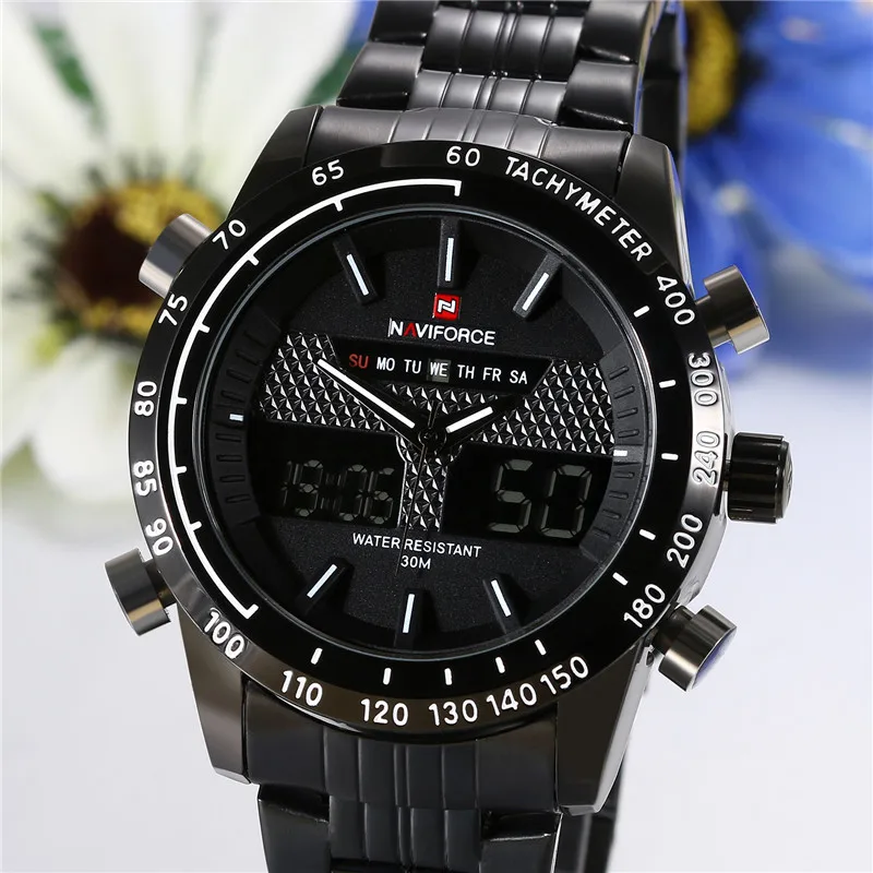 Мужские часы Элитный бренд Lancardo Военная Униформа Спорт цифровой светодиодный часы Нержавеющая сталь кварцевые двойной Дисплей наручные часы мужской часы