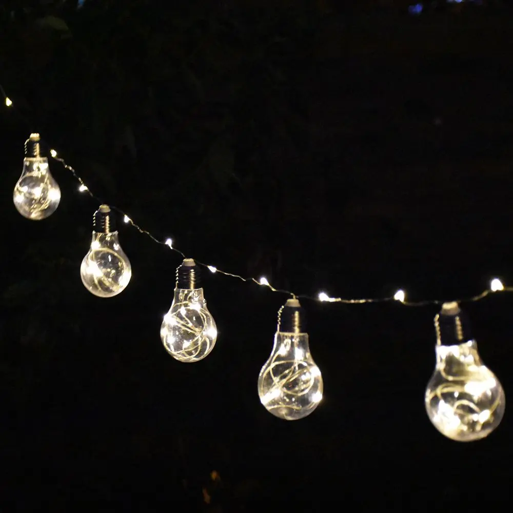 6,6 м 20LED струнная лампа глобус шариковая форма лампы Наружная прозрачная лампочка теплая белая Свадебная вечеринка Фея Гирлянда украшение спальни лампа