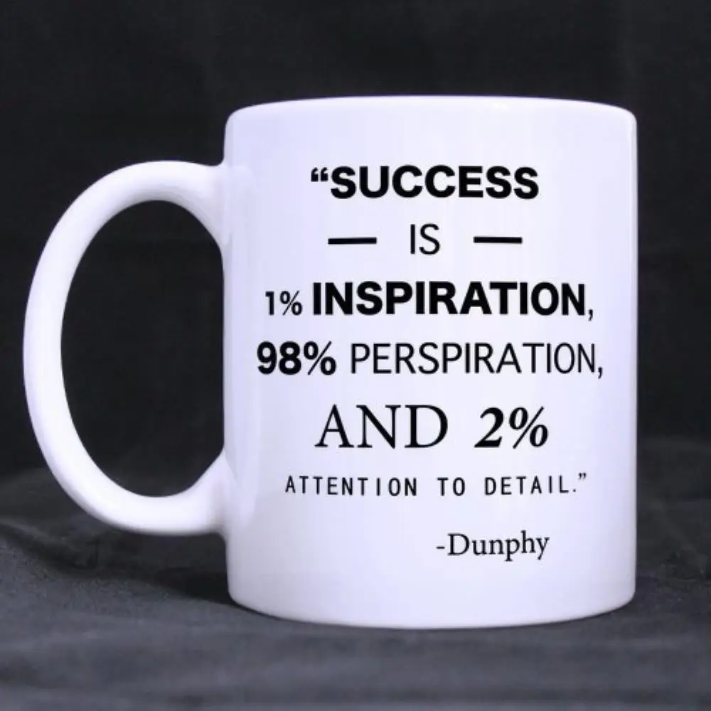 Funny Quotes Printed Coffee Mug "success is 1% inspiration,98% perspirati Ceramic Material White ...