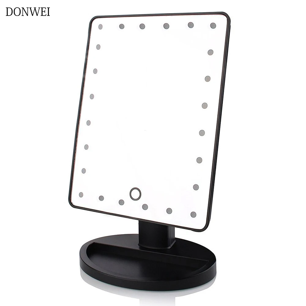  DONWEI LED Touch Screen 24 Light Makeup Mirror Table Desktop Makeup Mirrors Vanity Light Health Bea
