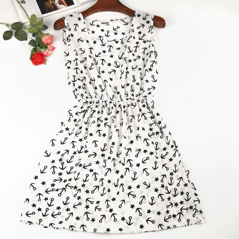 2018 مثير الصيف الخريف طباعة Vestidos النساء عارضة البوهيمي الزهور Sleeceless سترة ضئيلة الشاطئ الشيفون س الرقبة اللباس خمر الأزرق