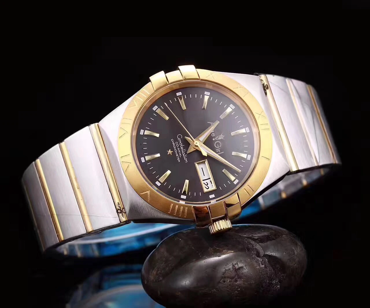 

Luxury Brand New Men Daydate Rose Gold Silver Black White Watch Automatic Mechanical Stainless Steel Sapphire Watches Rome Bezel