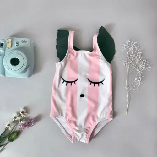 New Summer Fashion Modish Cute Newborn Kids Baby Girl Cartoon Sleeveless Stripe Beach One-Piece Suits Swimwear Swimsuit Outfits | Спорт и