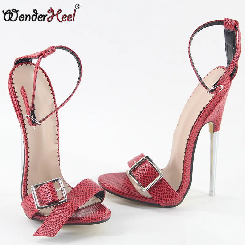Женские босоножки Wonderheel на очень высоком каблуке 16/18 см пикантные туфли шпильке