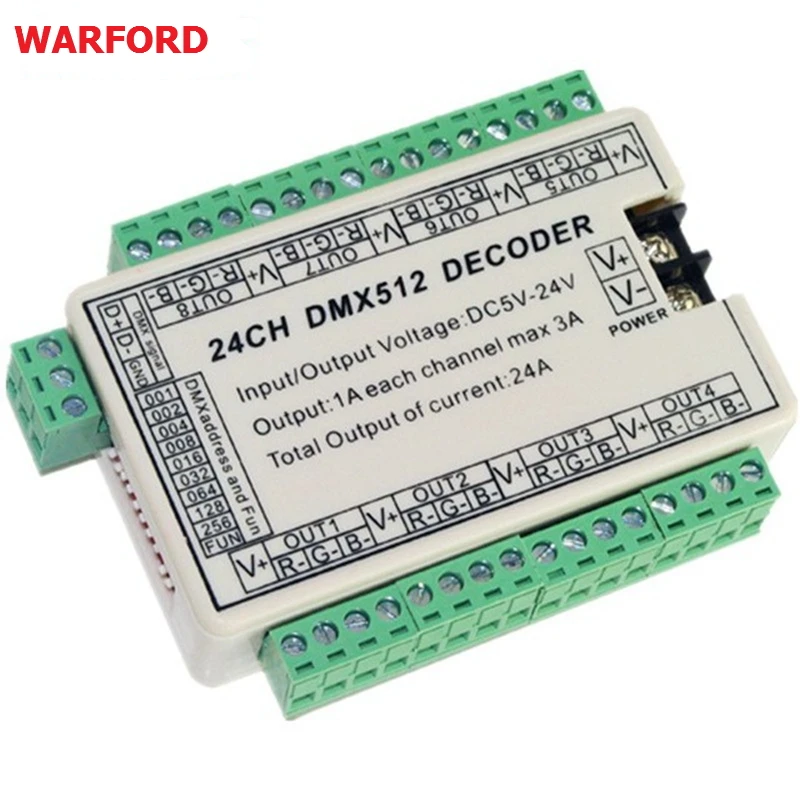 

(1 pcs/lot) 24CH WS-DMX-24CH 24 channel dmx 512 led decoder RGB controller use for led strip