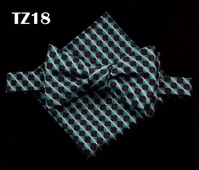 Свадебные галстуки-бабочки для мужчин бабочка Карманный платок подарочный набор черный - Цвет: 18