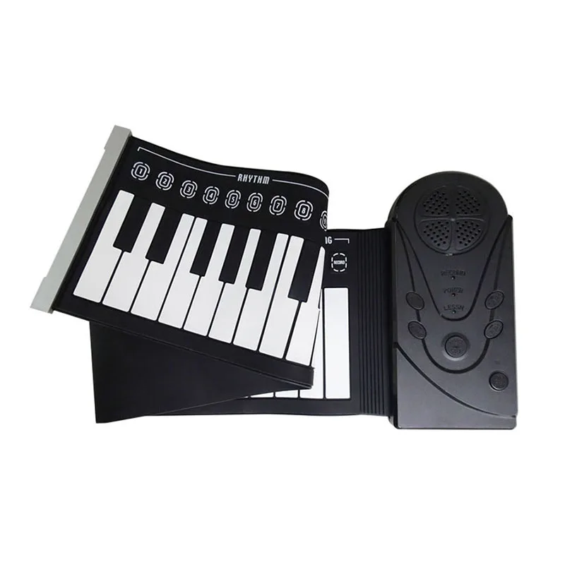 

MMFC-New 49 Keypad Black Beginner Practice Player Musical Instrument ABS+silica gel Soft Portable Folding Piano Gift Kids's To