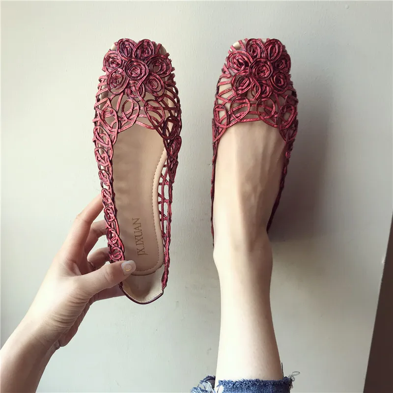 Swyivy apartamentos femininos sapatos oco respirável 2018