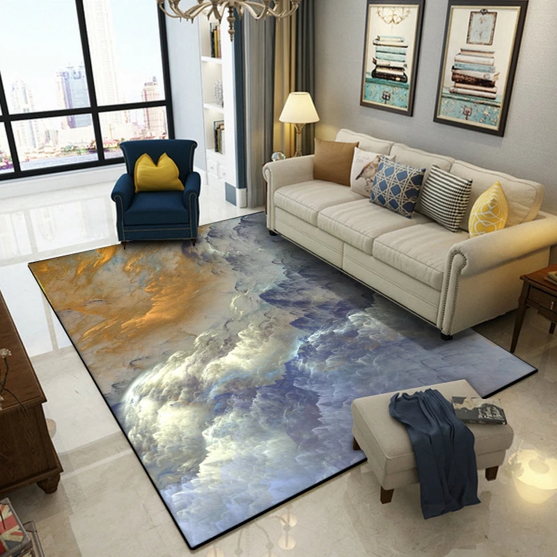 Bedroom Decor Area Rugs Round Floor Mat Soft Yoga Carpet Red Yellow Autumn Leaf
