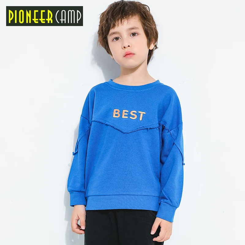 

Pioneer Kids Spring Boy's Sweatshirts Round Neck Pullover Letter Embroidery Loose Kids Hoodies New Arrives BWY910005