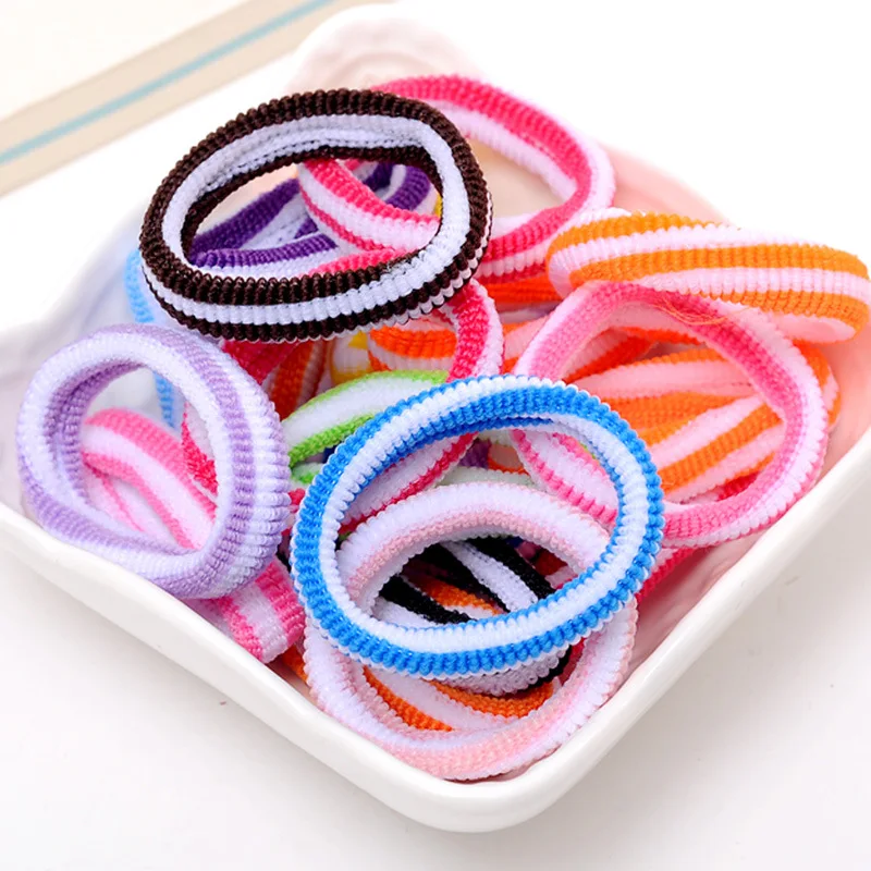 Colorful Striped Seamless Elastic Hair Bands For Women's Hair