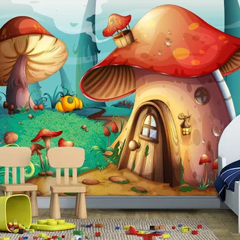 

Custom Size Photo 3D cartoon animal forest mushroom kindergarten classroom children room bedroom wallpaper mural