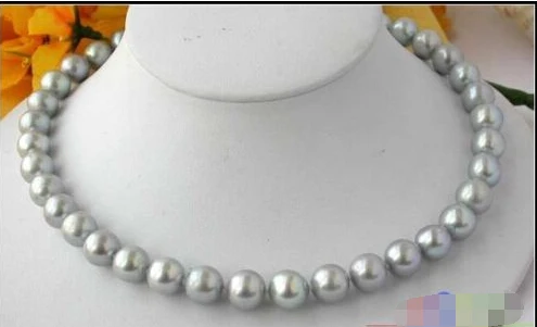 

FREE shipping>>>>>>AAA+++ 17.5" 12MM GRAY ROUND FW CULTURED PEARL NECKLACE 6.07