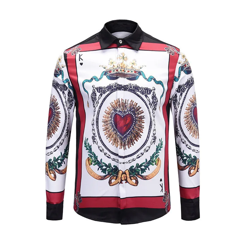 

New arrival Fall winter 3D print long sleeve Men's Shirts Italy style retro print Shirt tops D279