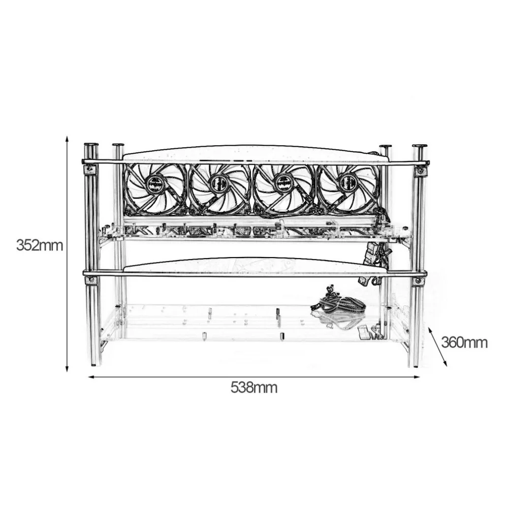 Multifunctional Heat Dissipation GPU Mining Frame Case Stackable Design Aluminum Acrylic Insulation Mining Frame Case