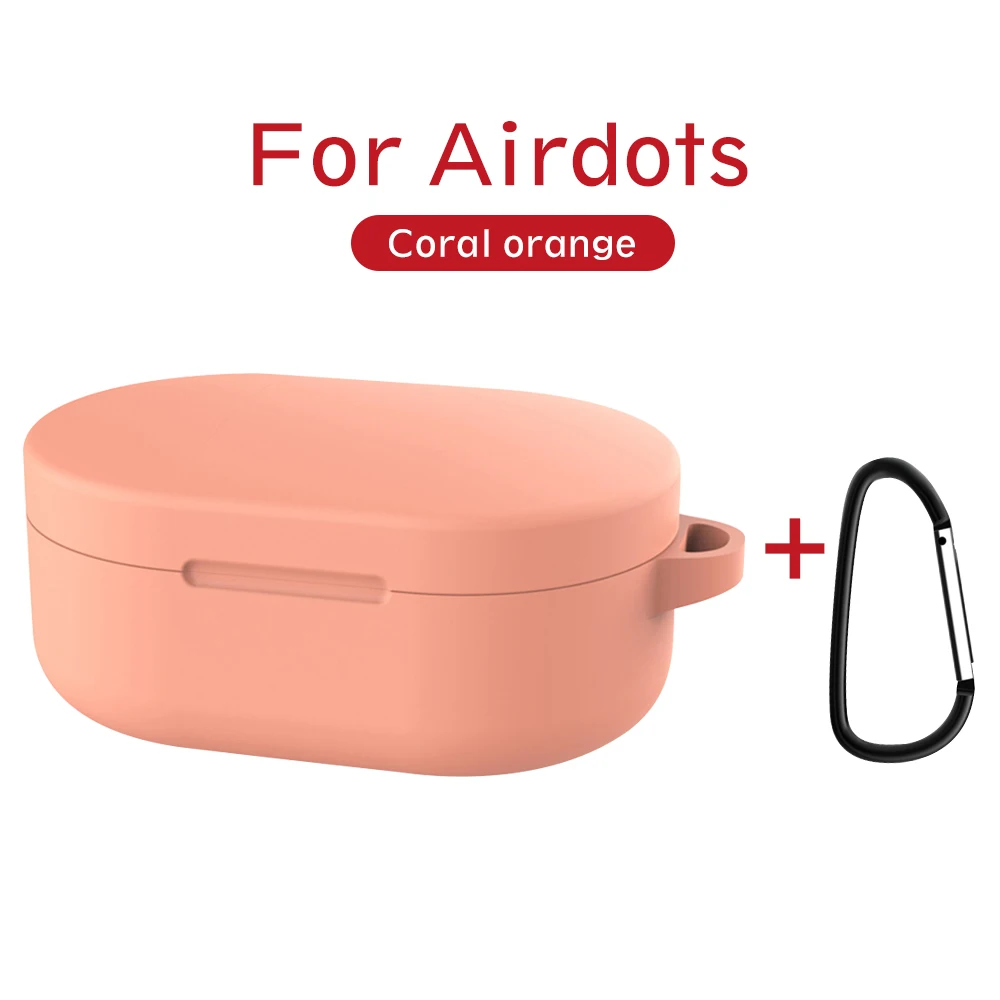 Чехол для Red mi AirDots Air dots Силиконовый чехол с пряжкой Мягкий ТПУ беспроводной Bluetooth чехол s Shell - Цвет: Coral Orange