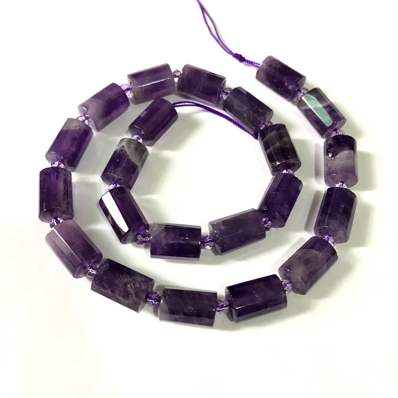 

Wholesale 1string of 15" Lapis,Amethyst Crystal Beads,Raw Polished Faceted Beads in Cylinder/Tube Bead,Middle Drilled