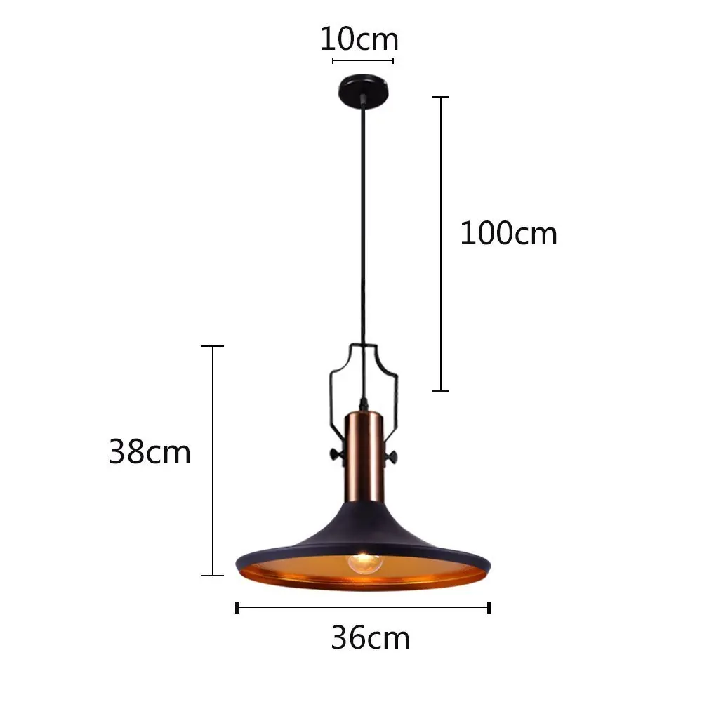 Ретро промышленный подвесной светильник черный металл антикварная подвеска осветительный плафон на потолок