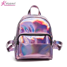 Femininas Bolsas де Marcas famosas 2017 большие и маленькие Для женщин рюкзак для девочек школьная сумка женская из искусственной кожи голографическая Сумки розовый Kanken