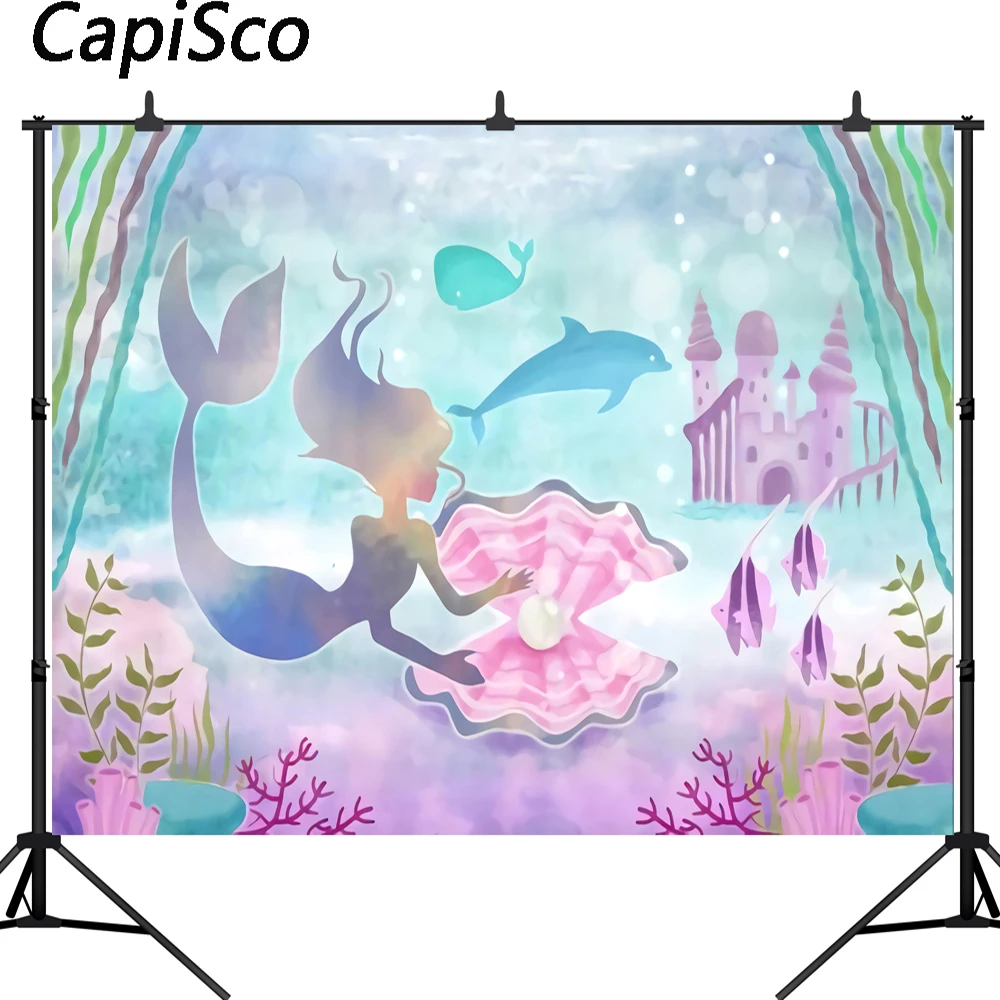 Capisco Kleine Meerjungfrau Fotografie Kulissen Burg Unterwasser Geburtstag Partei Nach Foto Hintergrund Fonds Kamera Fotografische Background Aliexpress