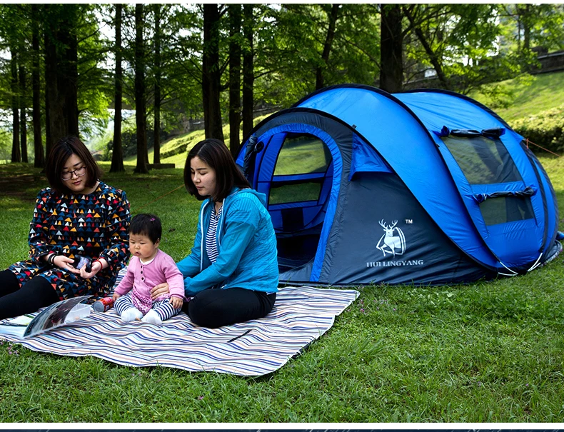 HUI LINGYANG Throw Tent Outdoor Automatic Tents Throwing Pop Up Waterproof Camping Hiking Tent Waterproof Large Family Tents