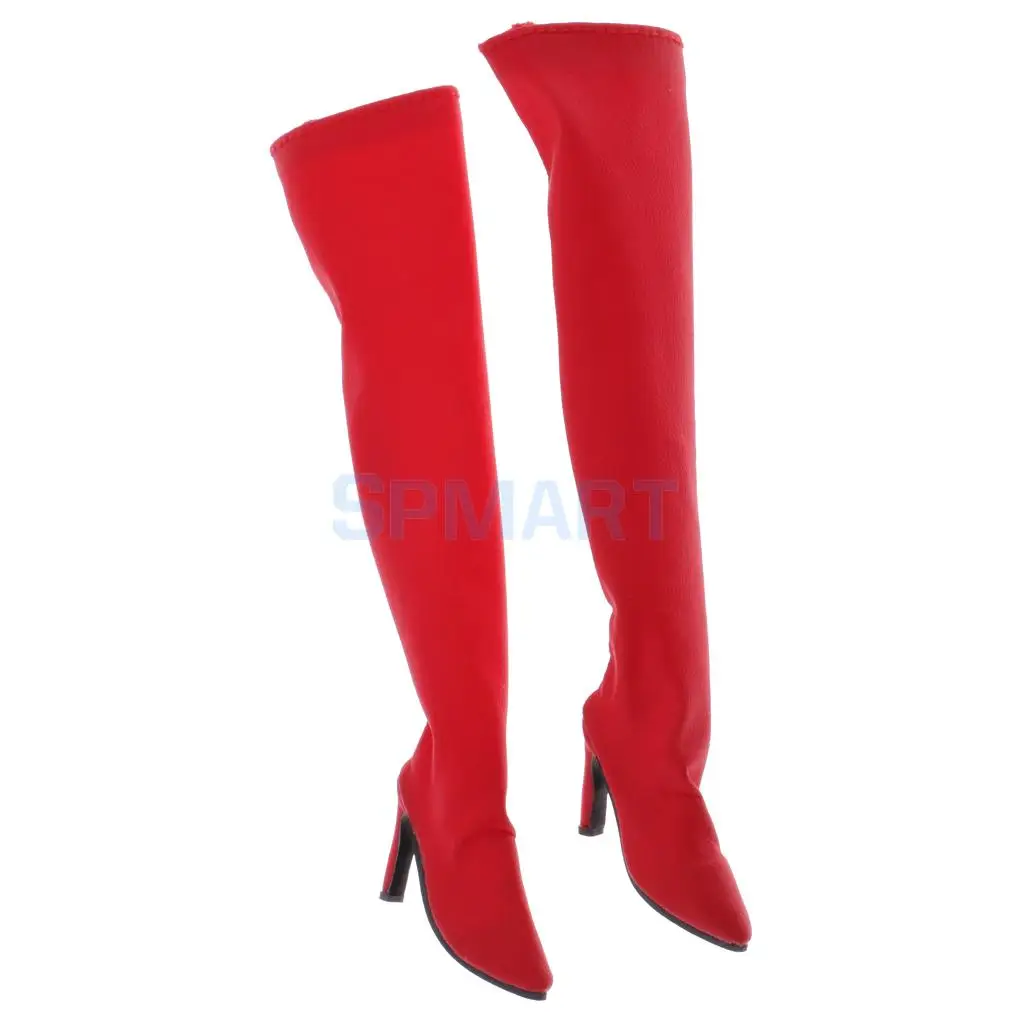 Red Thigh Boots 1/6 г., высокие сапоги выше колена на высоком каблуке, сапоги до середины голени для 12 дюймов, женские экшн-фигурки, популярные игрушки, Phicen, аксессуары - Цвет: Red Thigh Boots