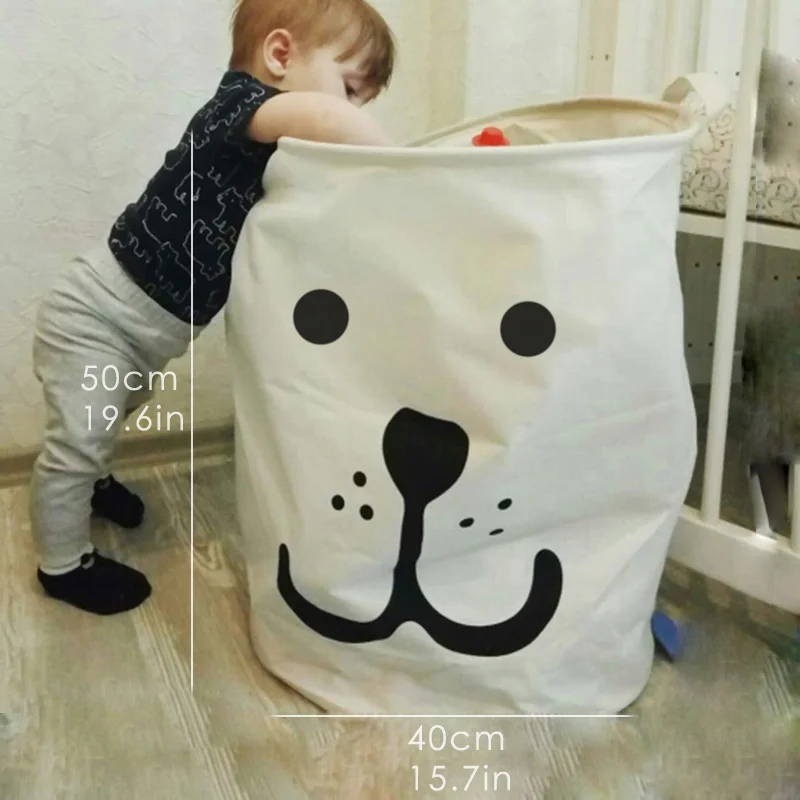Популярная прочная детская корзина для хранения игрушек большая возможность складная корзина для грязной одежды мягкие игрушки Органайзер водонепроницаемая сумка для игрушек - Цвет: White Bear-large