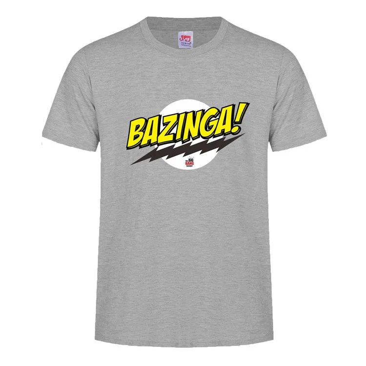 FUYBILL модная новая стильная мужская футболка Bazinga, летняя футболка с коротким рукавом с теорией большого взрыва, хлопковая футболка Шелдон, Мужская футболка, топы - Цвет: Gray 2