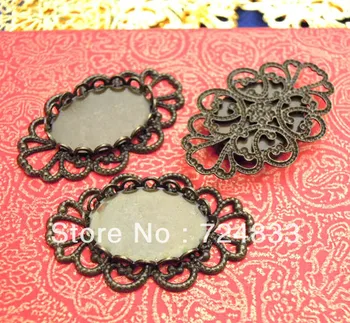

13x18mm Antique Bronze Plated Blank Pendant Bases Filigree Flower Connectors Oval Lace Bezel Pendant Settings Cameo Wholesale