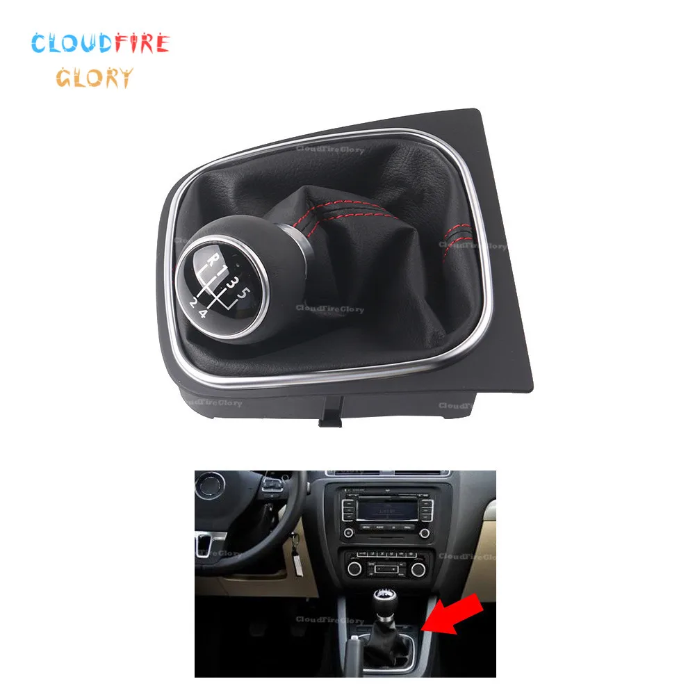 CloudFireGlory 1KD711113A XPR Черная кожа 5 скоростей Ручка переключения передач гетры загрузки MT Красная строчка для VW Golf MK6 2013 Jetta MK5 MK6