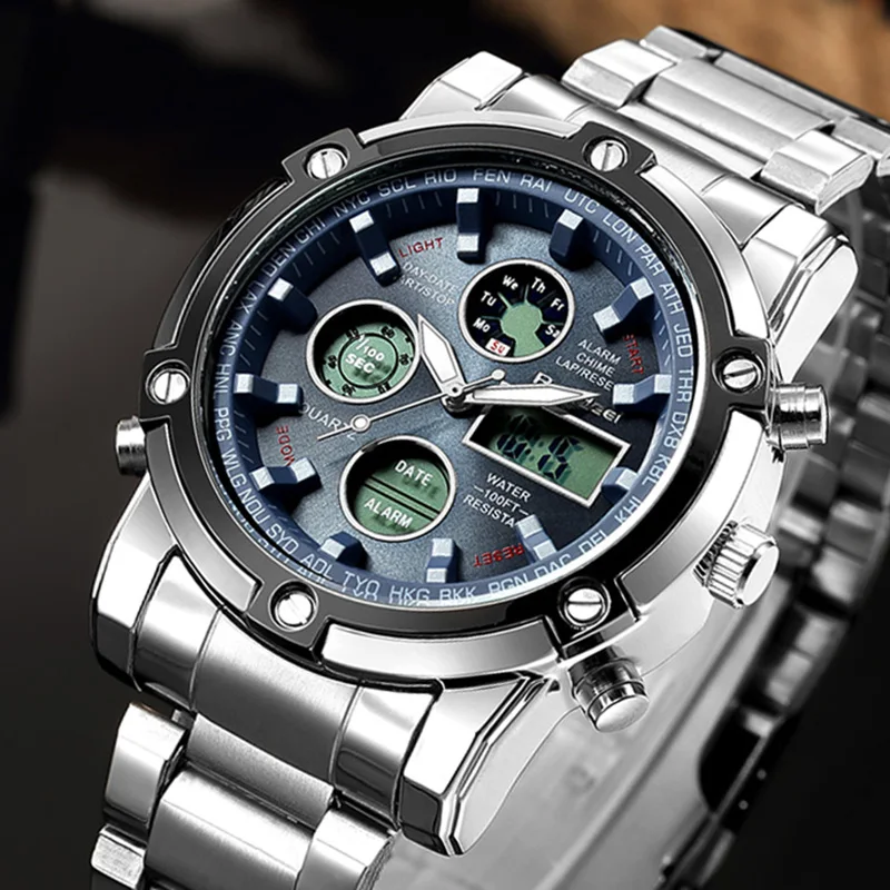 

Brand Sports Wrist Watch Men's Military Waterproof Watches Fashion Full Steel Men LED Digital Watch Men Wristwatches Clock Male