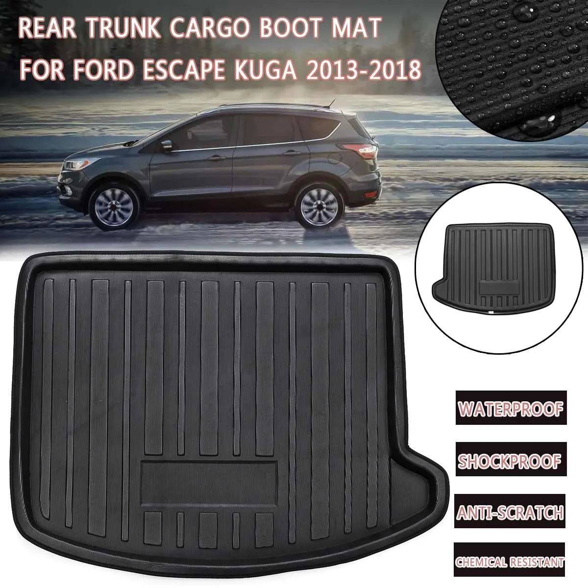 

Boot Mat Rear Trunk Liner Cargo Floor Tray Carpet Mud Kick Protector Overlay For Ford Escape Kuga 2013 2014 2015 2016 2017 2018