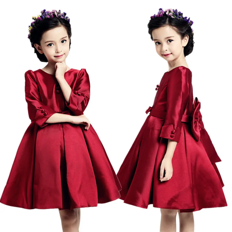 

Elegant Girls Three Quarter Sleeve Dress For Children Clothing New Autumn Winter Party Costume Princess Kids Tutu Dress Clothes