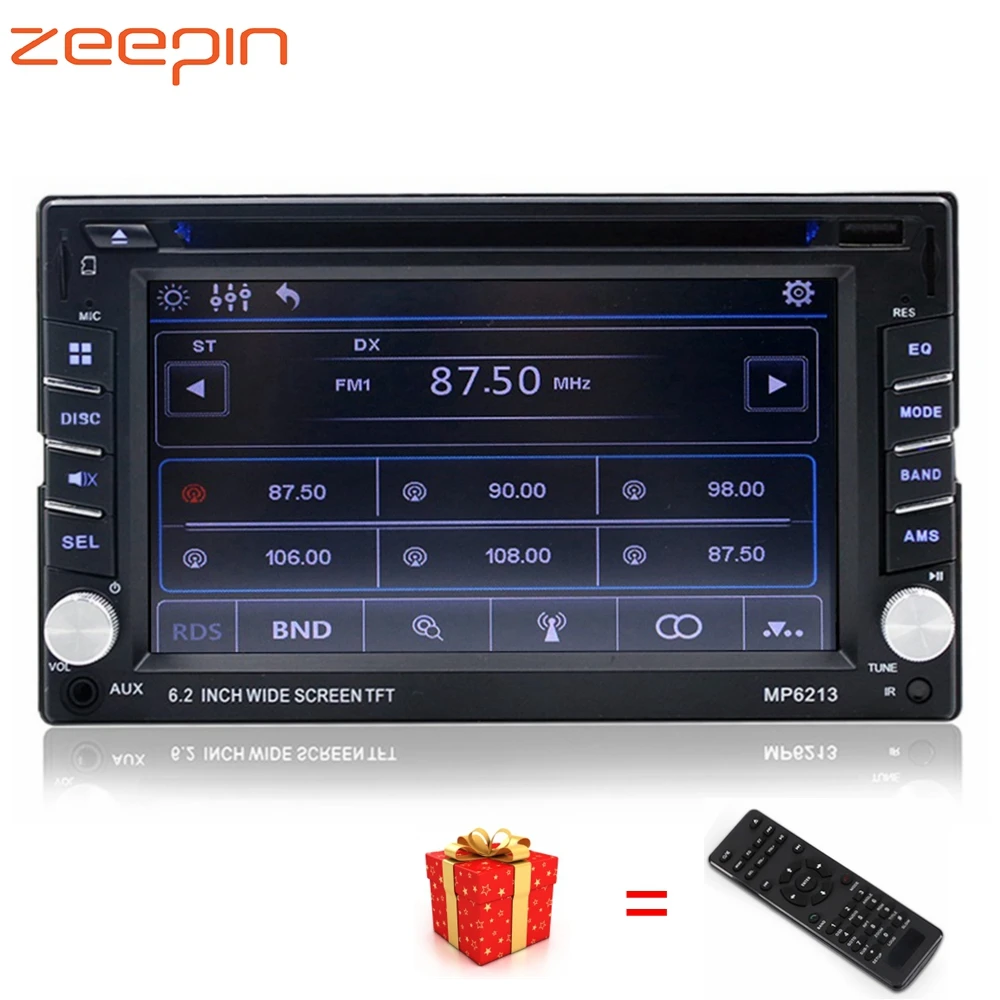 

Universal Car Multimedia DVD Player Video Output Bluetooth FM Auto Radio Tuner with Remote Control Subwoofer Music MP3 CD Play