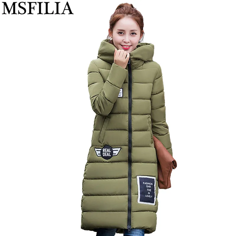 

2016 Winter Jacket Women Parka Outerwear Long Section Of Thick Knee Coat Christmas Hats Winter Coat Women Hooded Print