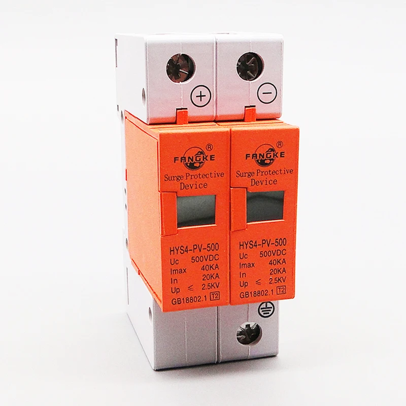 

1 Piece DC 1000V 500V 20KA 40KA 2 pole SPD House Surge Protector 35MM din rail Protective Low-voltage Arrester Device protection