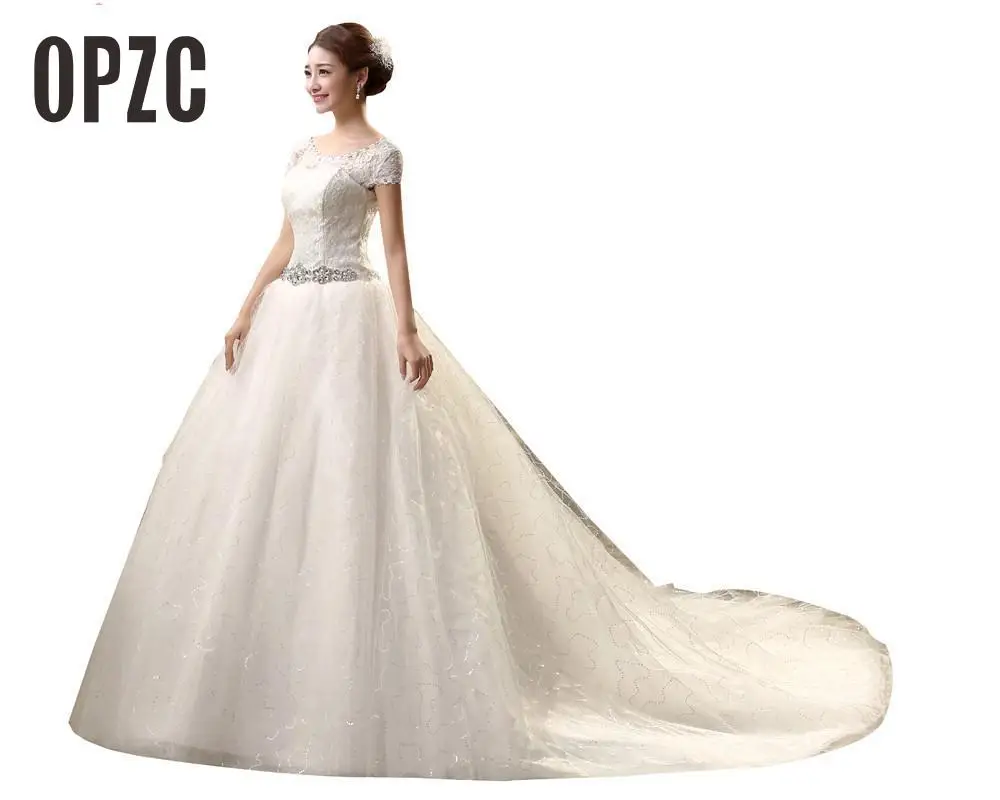 Hot Sale Wedding Dresses 2017 Romantic Lace With Short Sleeve